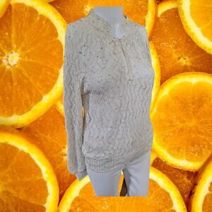 Vintage Mariea Kim Loose Knit White‎ Long Sleeve Sweater